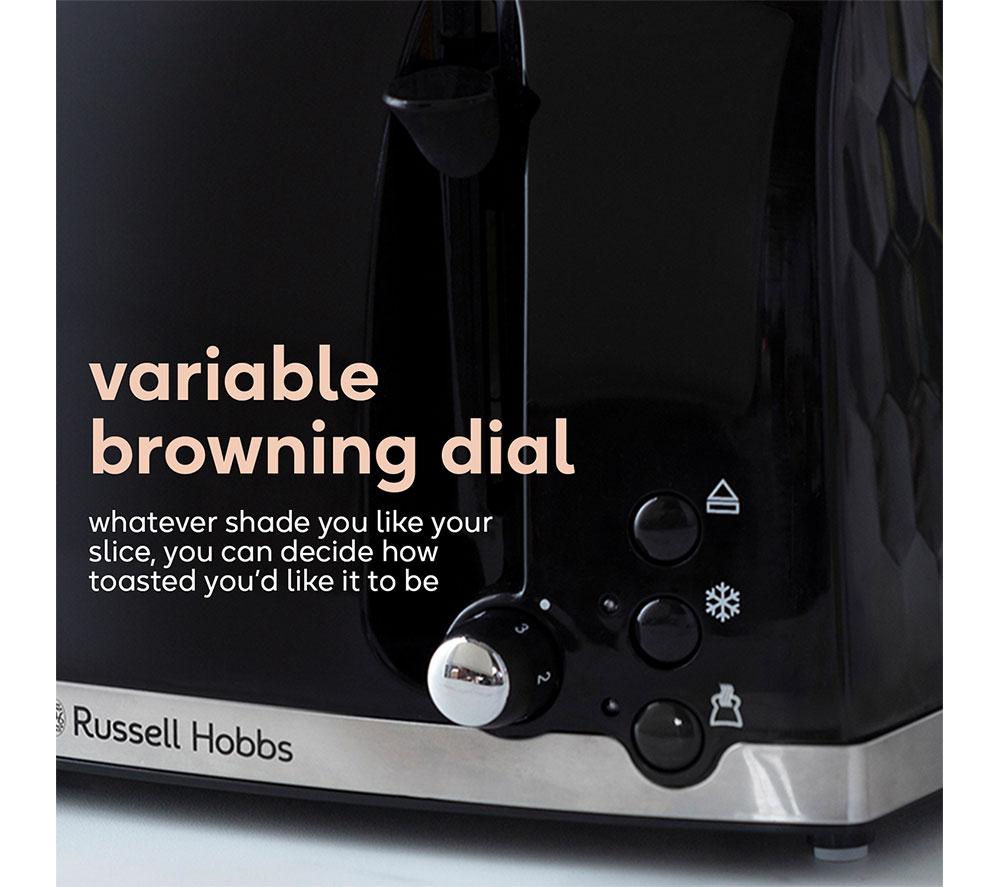 RUSSELL HOBBS Honeycomb 4-Slice Toaster - Black image number 6 of 8