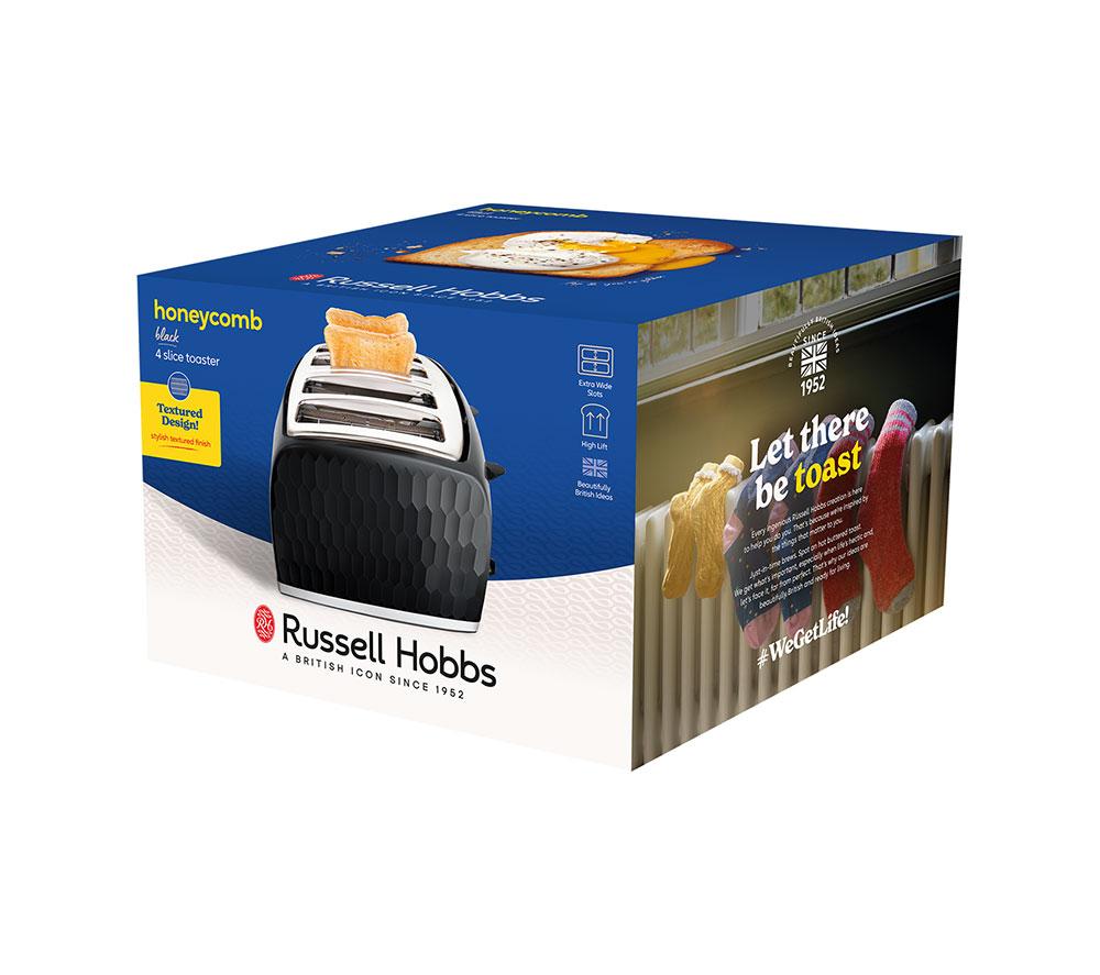 RUSSELL HOBBS Honeycomb 4-Slice Toaster - Black image number 8 of 8