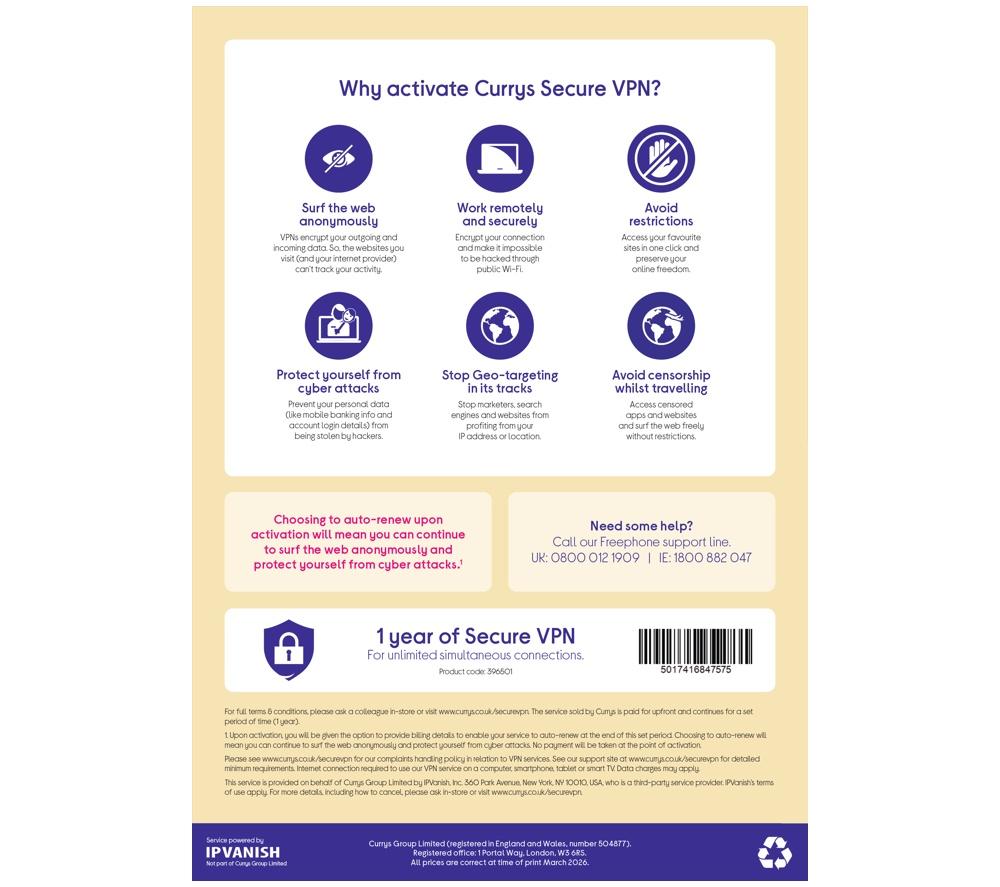 CURRYS Secure VPN - 1 year image number 2 of 2