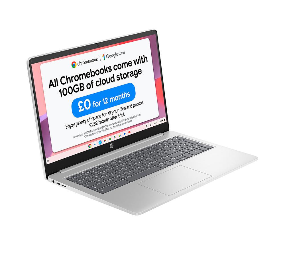 HP 15a-nb0504sa 15.6" Chromebook - Intel N100, 128 GB GB UFS, Silver