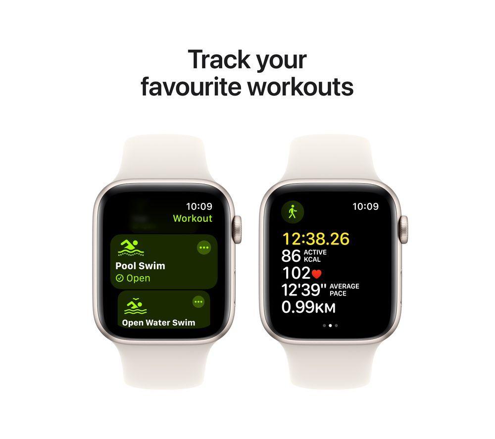 APPLE Watch SE - 44 mm Starlight Aluminium Case with Starlight Sports Band, M/L image number 2 of 8