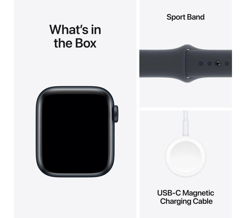 APPLE Watch SE Cellular - 44 mm Midnight Aluminium Case with Midnight Sport Band, M/L image number 7 of 8
