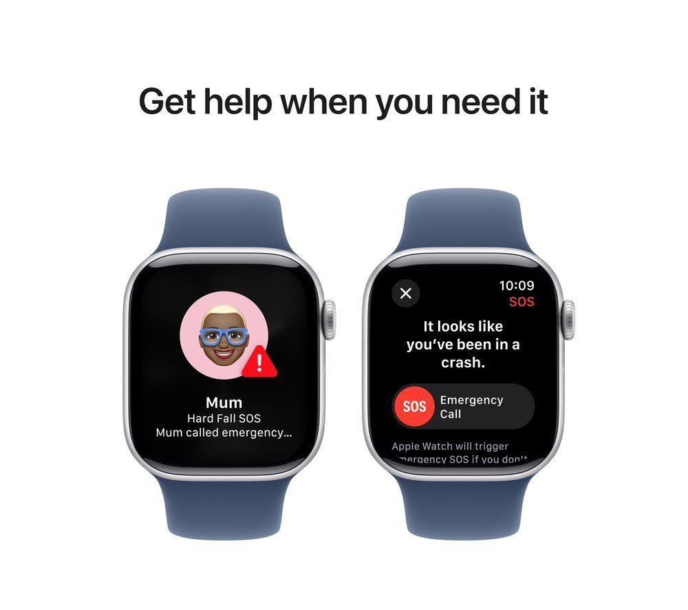APPLE Watch Series 10 - 42 mm Jet Silver Aluminium Case with Denim Sport Band, M/L image number 6 of 10