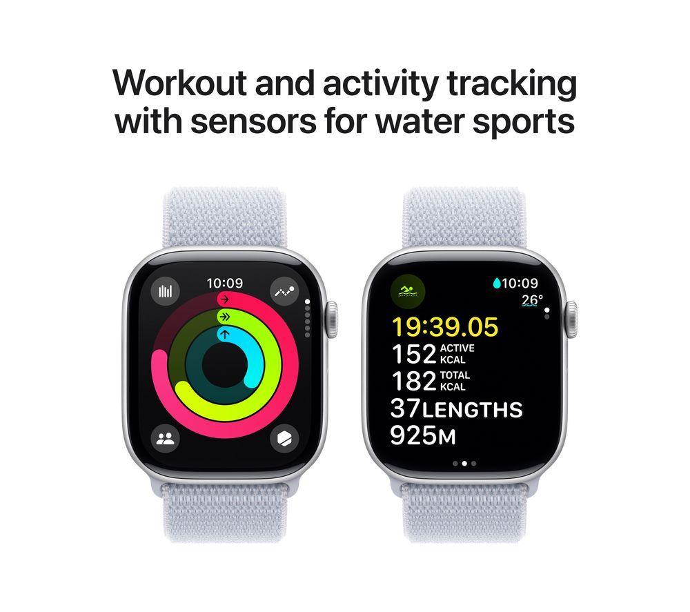 APPLE Watch Series 10 - 46 mm Silver Aluminium Case with Blue Sport Loop image number 4 of 10