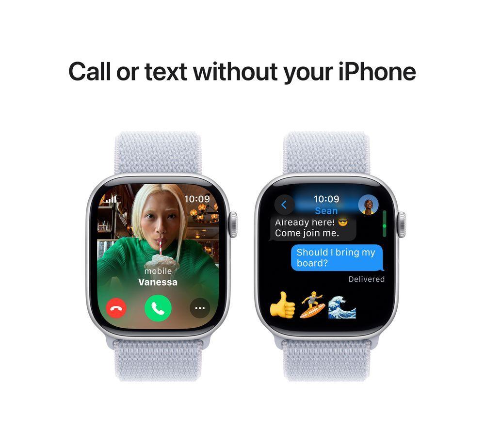 APPLE Watch Series 10 - 46 mm Silver Aluminium Case with Blue Sport Loop image number 7 of 10