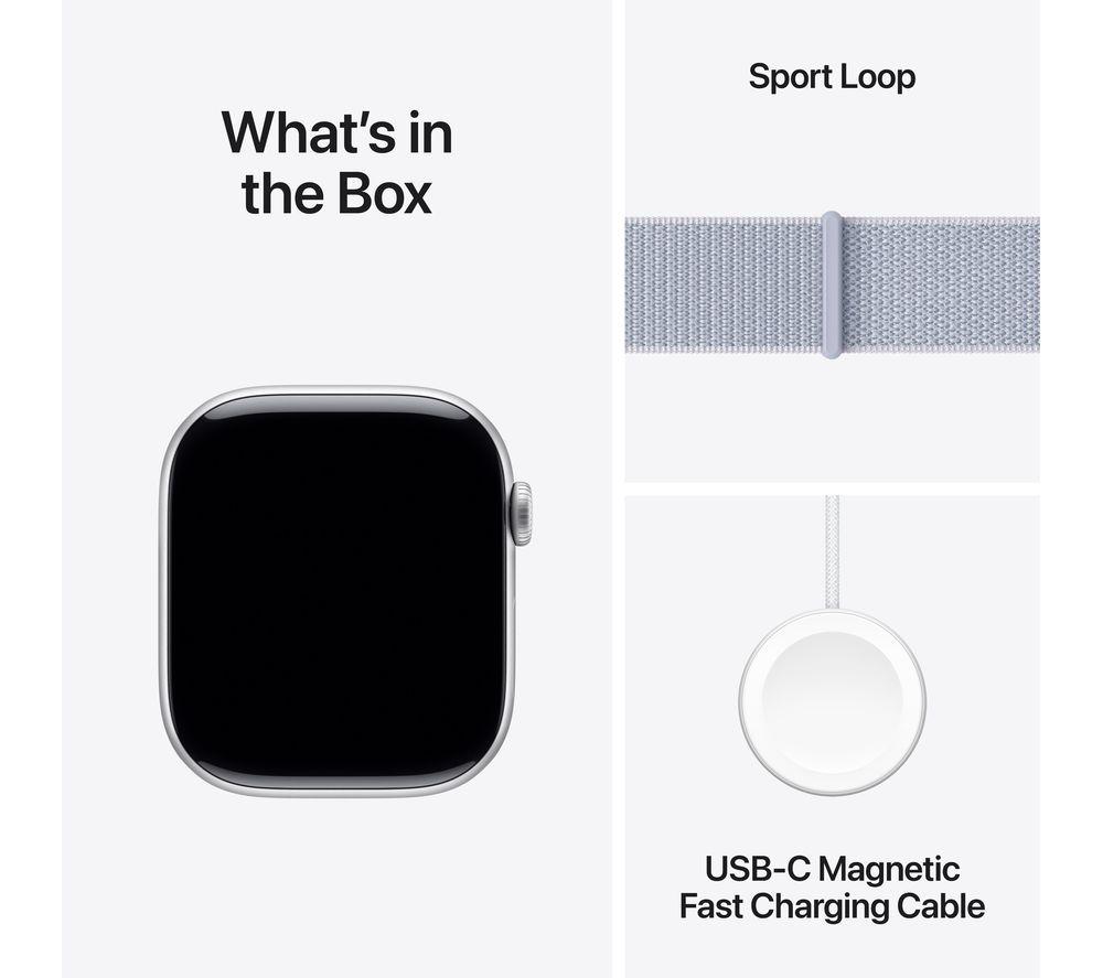 APPLE Watch Series 10 - 46 mm Silver Aluminium Case with Blue Sport Loop image number 9 of 10