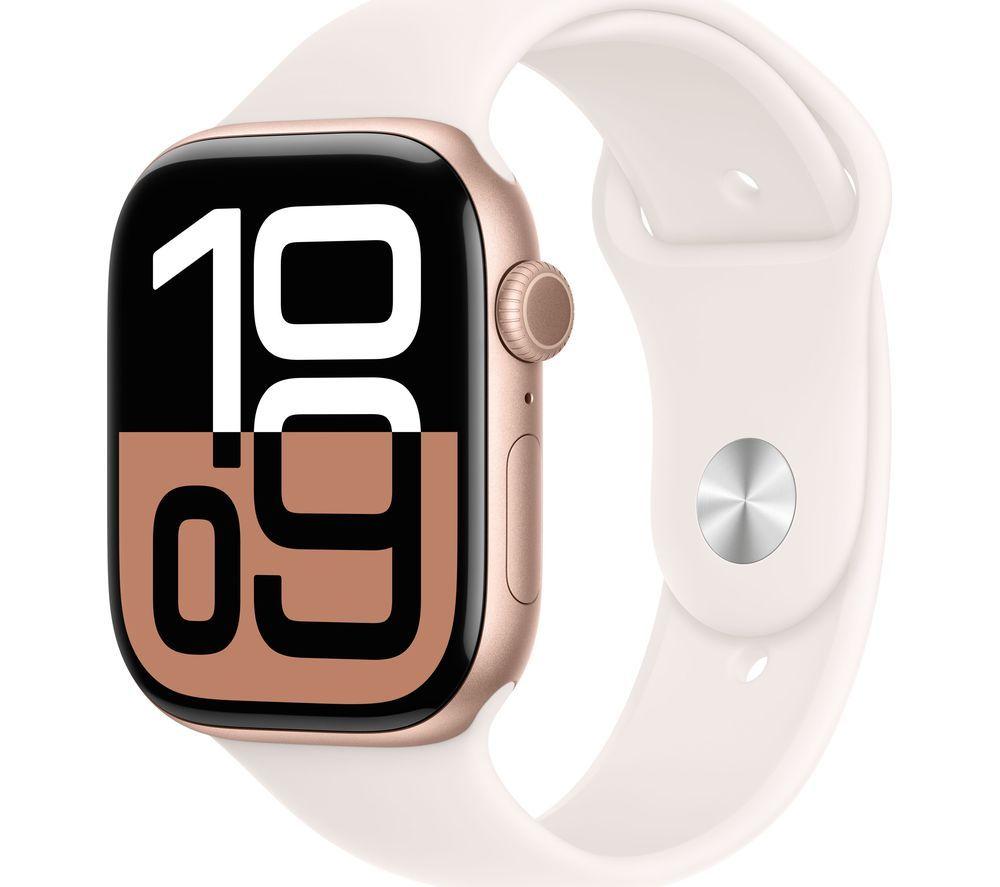 Buy APPLE Watch Series 10 46 mm Rose Gold Aluminium Case with Light Blush Sport Band M L Currys