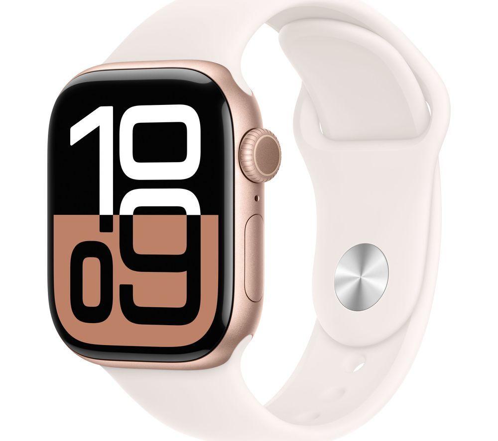 APPLE Watch Series 10 Cellular - 42 mm Rose Gold Aluminium Case with Light Blush Sport Band, S/M
