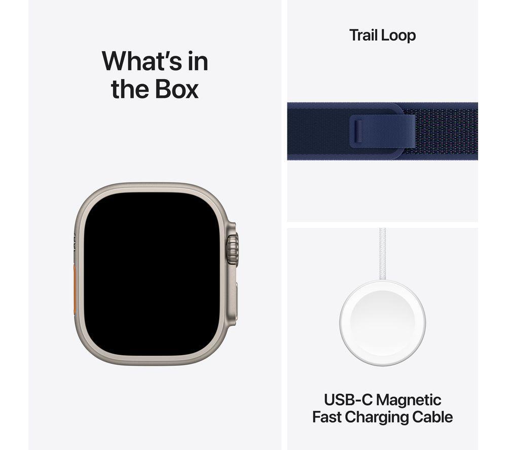 APPLE Watch Ultra 2 Cellular - 49 mm Titanium Case with Blue Trail Loop, S/M image number 7 of 10