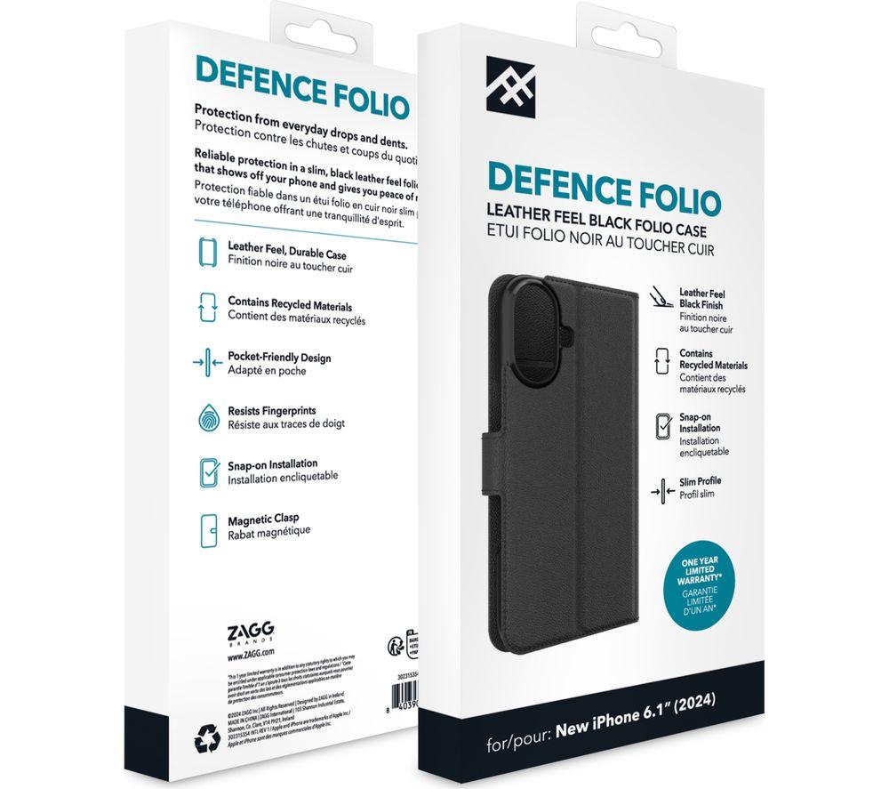 DEFENCE Folio iPhone 16 Case - Black