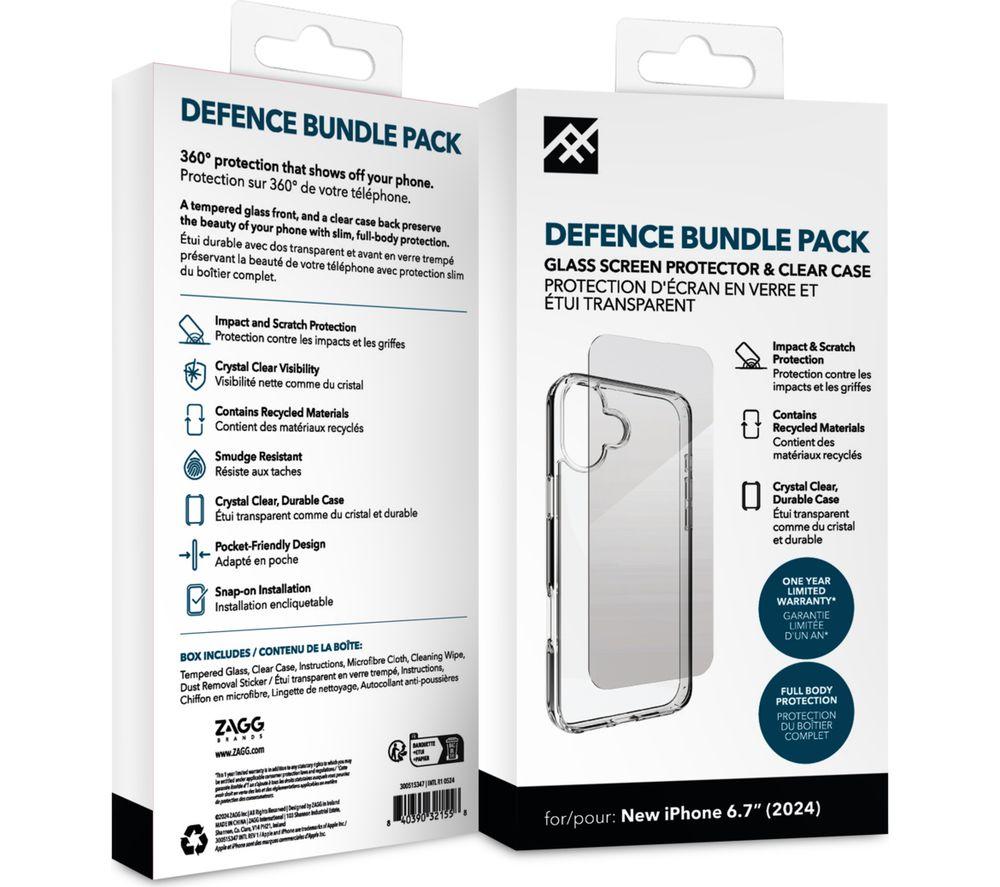 DEFENCE iPhone 16 Plus Case & Screen Protector Bundle - Clear image number 2 of 3