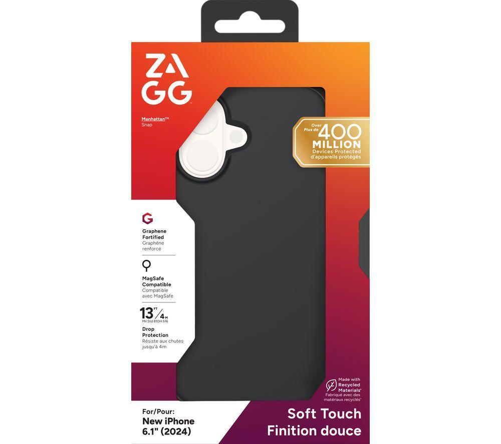 ZAGG Manhattan Snap iPhone 16 Case - Black image number 2 of 2