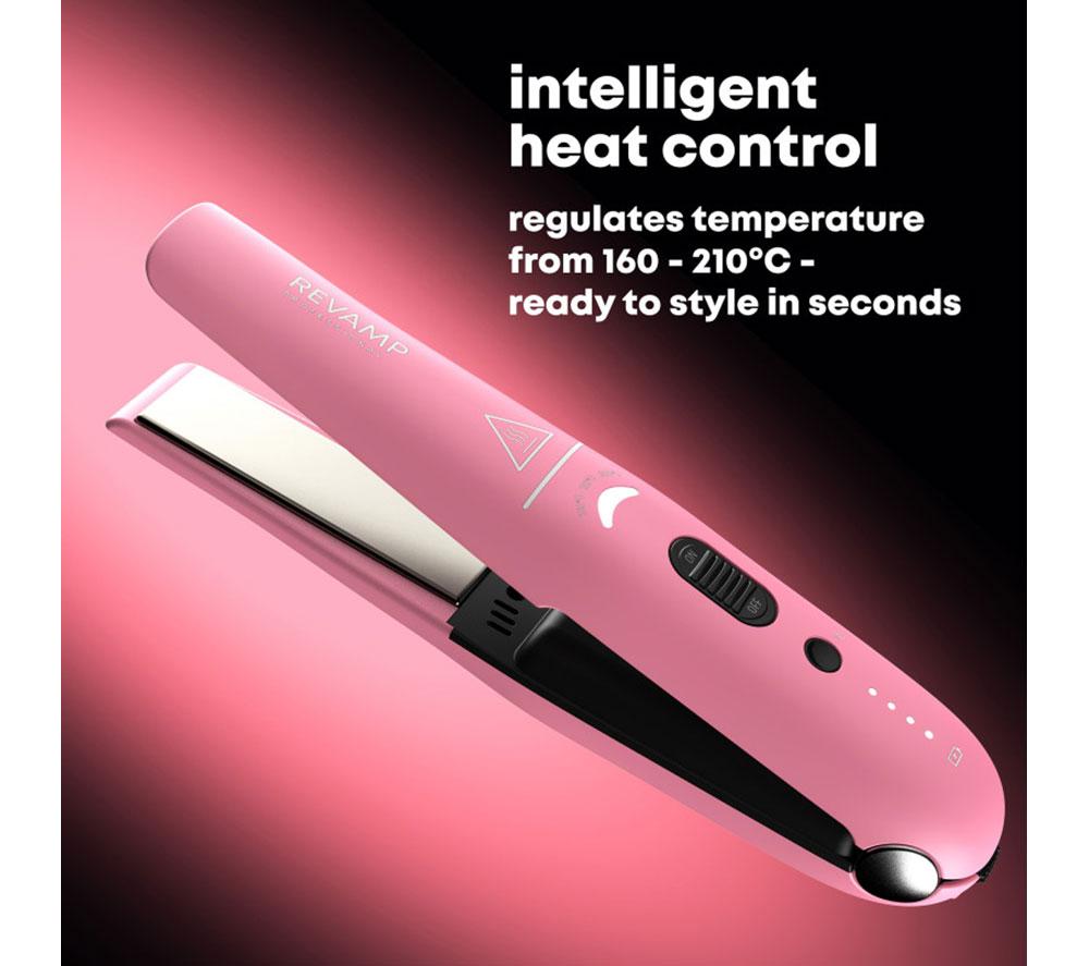 REVAMP Liberate Cordless Compact Ceramic Hair Straightener - Pink image number 5 of 8