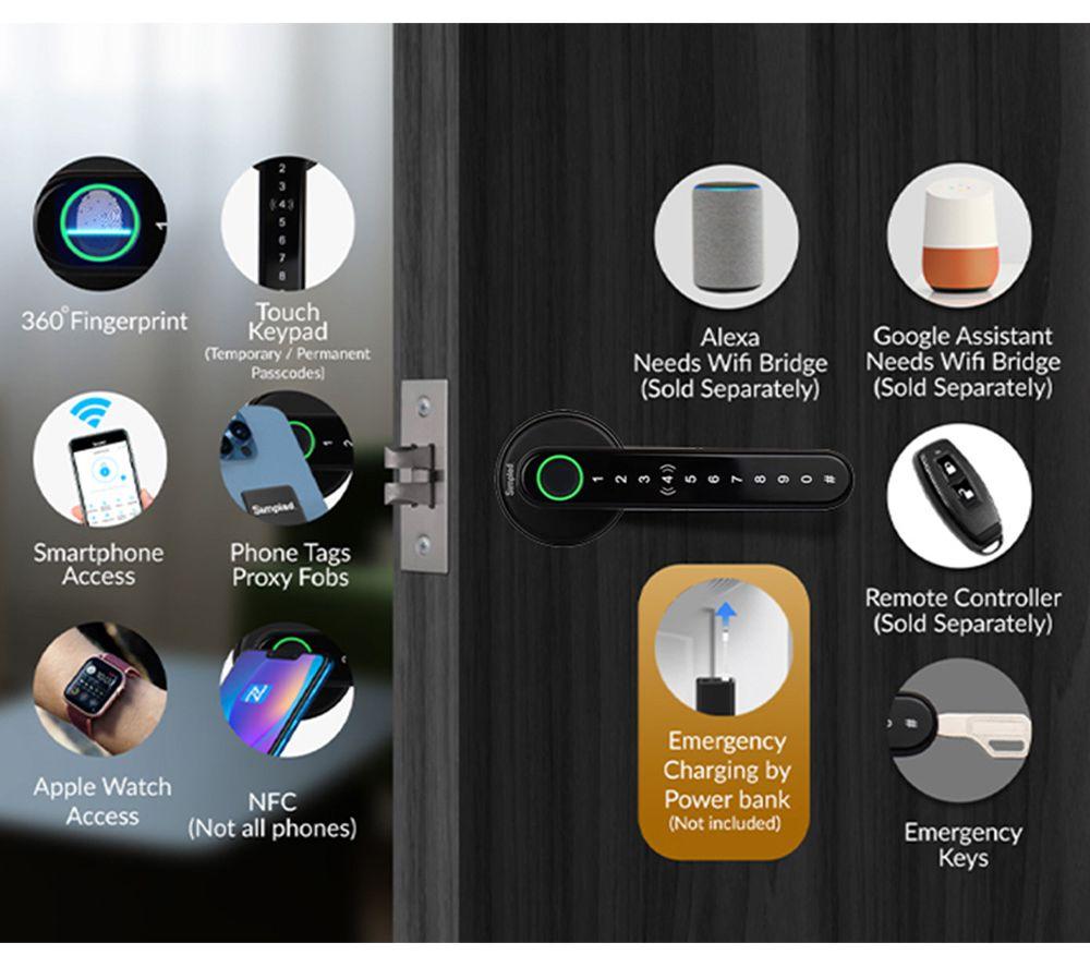 SIMPLED LF LeverLine Smart Fingerprint Door Lock - Black image number 3 of 4