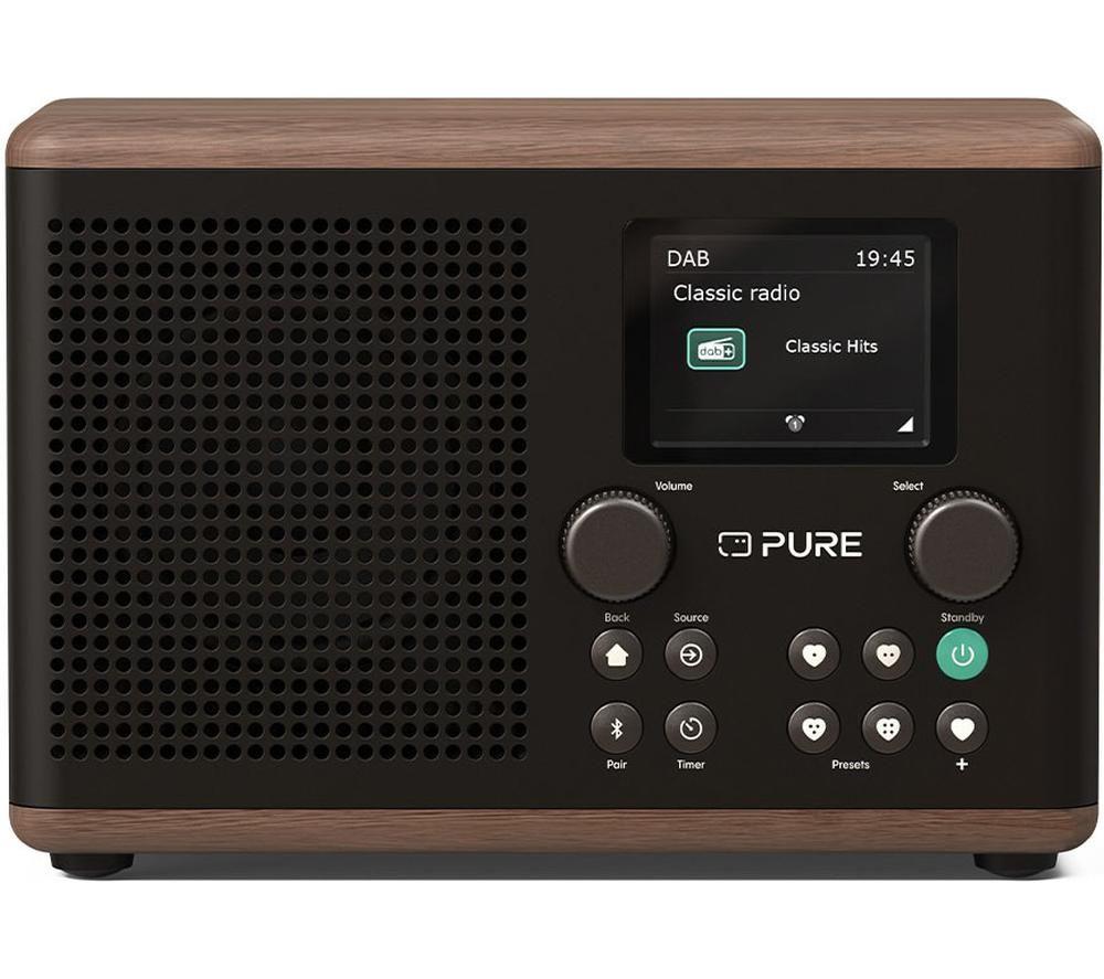 Pure Classic H4 Dabﱓ Bluetooth Radio - Walnut & Coffee Black, Brown,Black