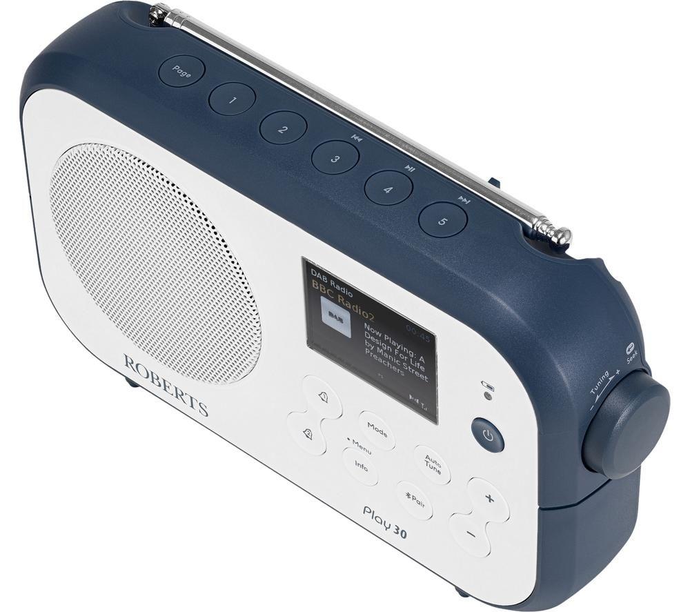 ROBERTS Play 30 Portable DAB+/FM Bluetooth Radio - Blue & White image number 3 of 4