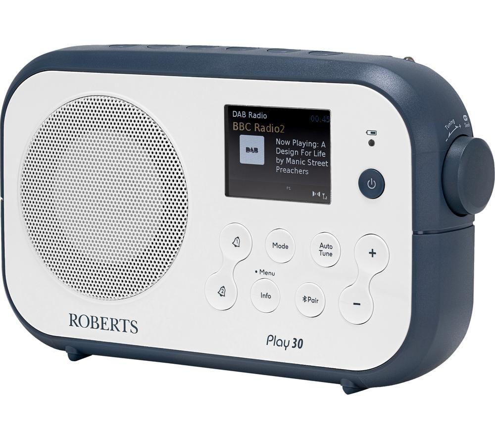 ROBERTS Play 30 Portable DAB+/FM Bluetooth Radio - Blue & White image number 4 of 4