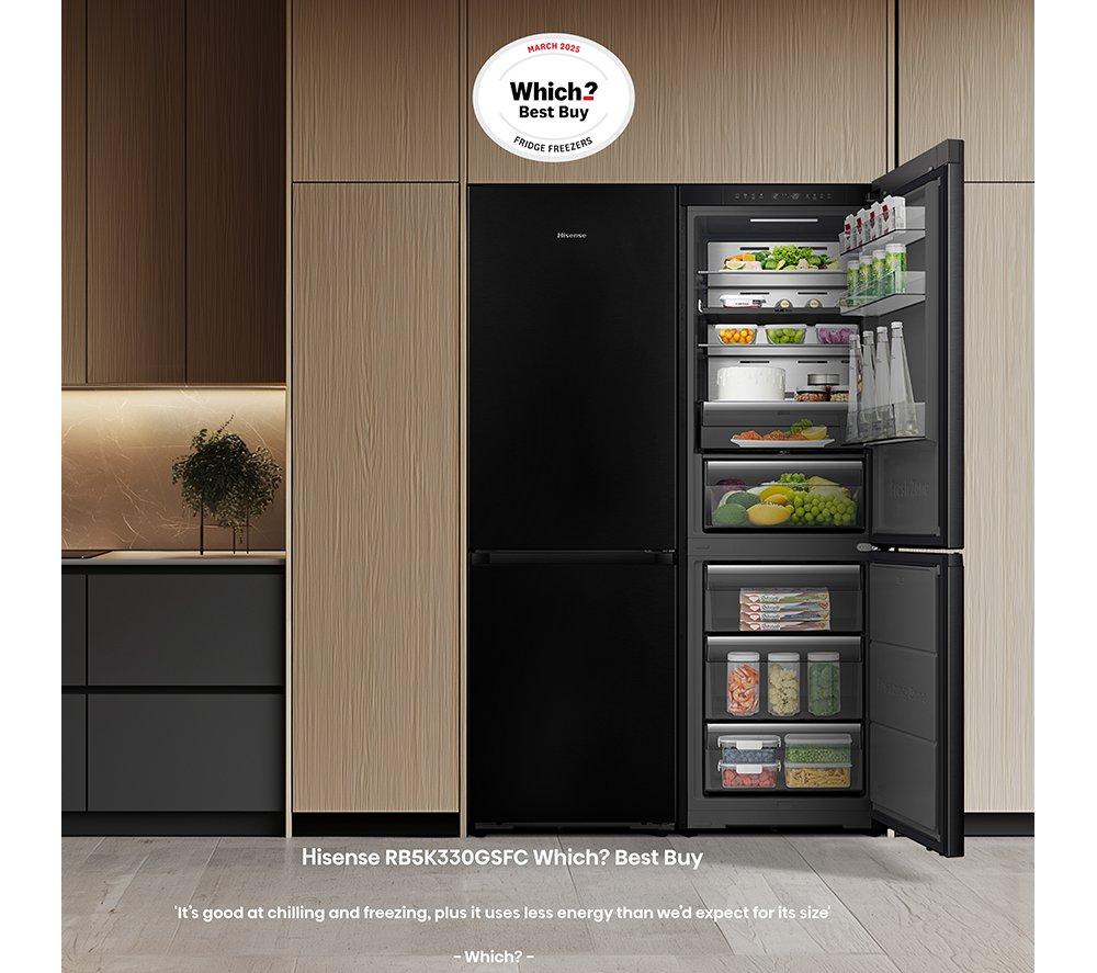 HISENSE KitchenFit RB5K330GSFC Smart 60/40 Fridge Freezer - Black image number 4 of 21