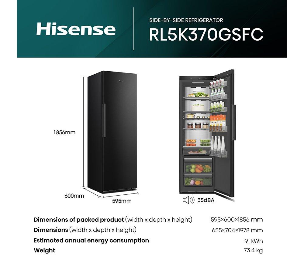 HISENSE KitchenFit RL5K370GSFC Tall Fridge - Black image number 15 of 16