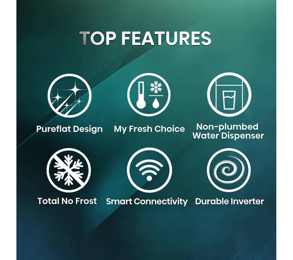 HISENSE PureFlat RQ5P470SMFE American-Style Smart Fridge Freezer - Black Stainless Steel image number 2 of 13