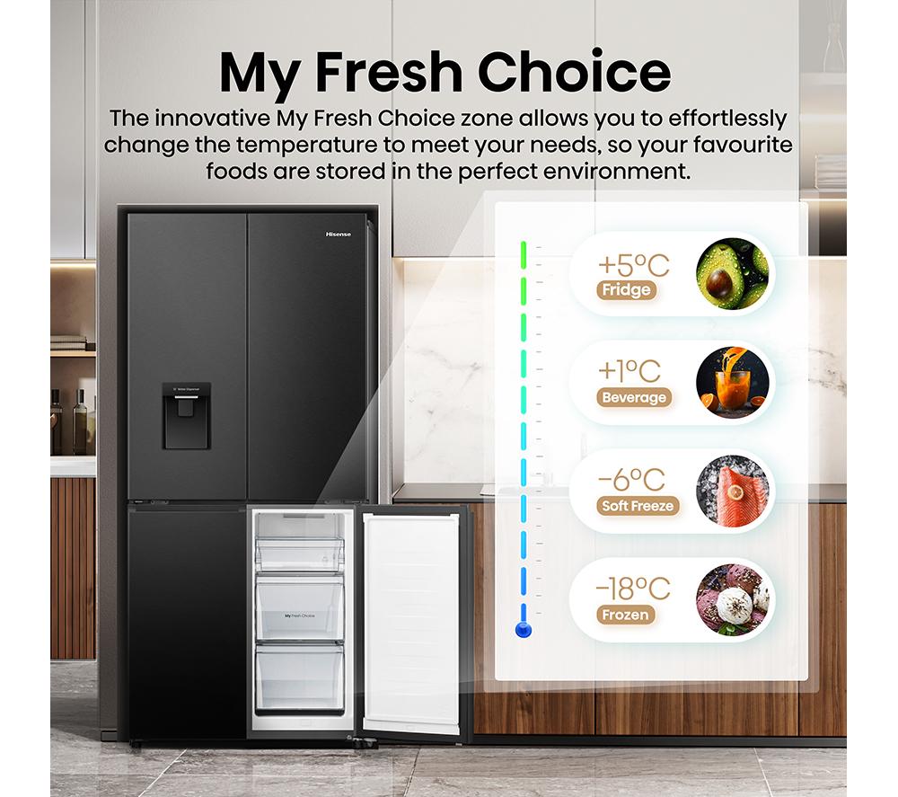 HISENSE PureFlat RQ5P470SMFE American-Style Smart Fridge Freezer - Black Stainless Steel image number 5 of 13