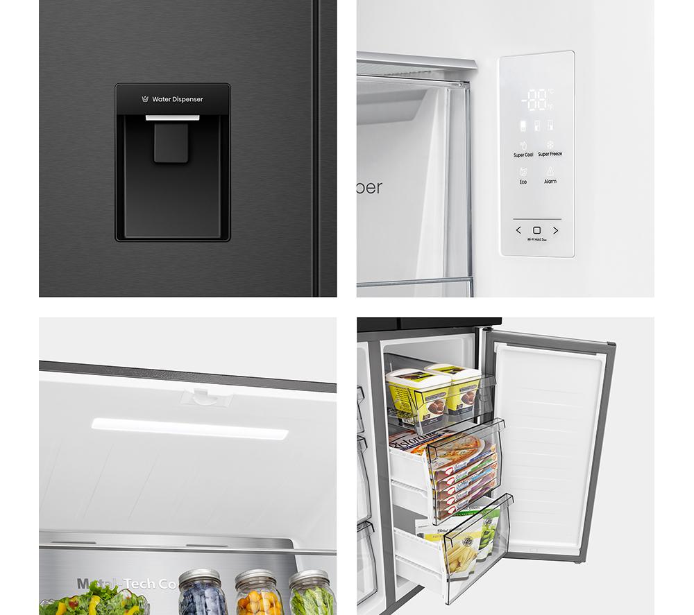 HISENSE PureFlat RQ5P470SMFE American-Style Smart Fridge Freezer - Black Stainless Steel image number 13 of 13