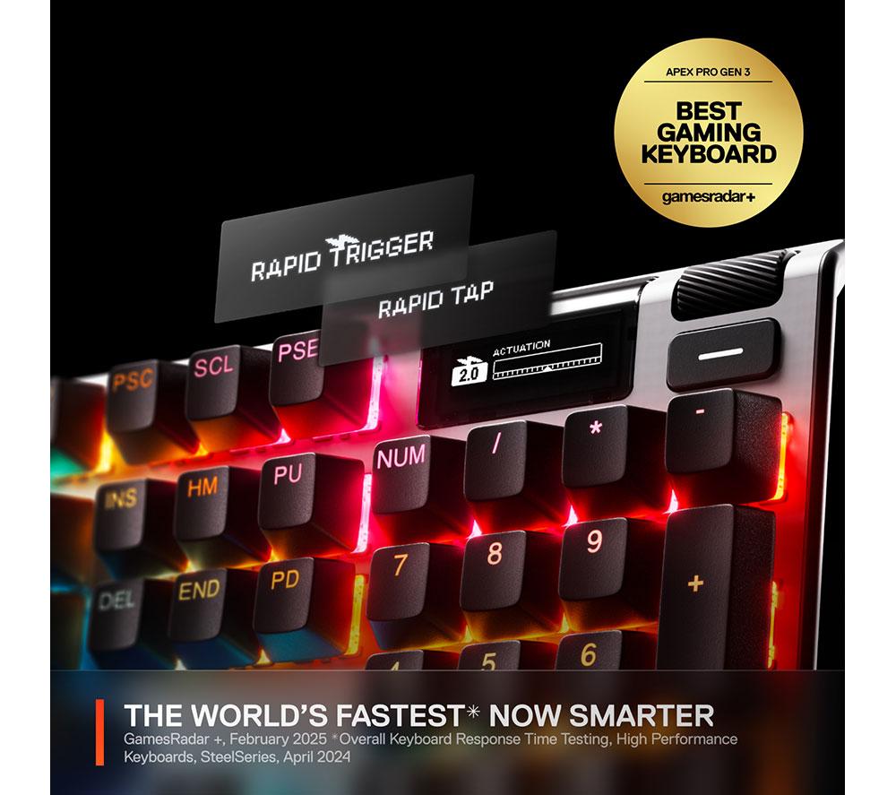 STEELSERIES Apex Pro Gen 3 Mechanical Gaming Keyboard - Black image number 5 of 12