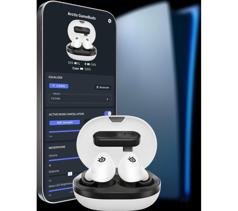 STEELSERIES Arctis GameBuds Wireless Noise-Cancelling Gaming Earbuds for PS5 - White image number 12 of 20