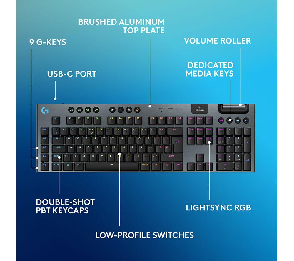 LOGITECH G915 X Lightspeed Wireless Mechanical Gaming Keyboard - Tactile Black image number 6 of 10