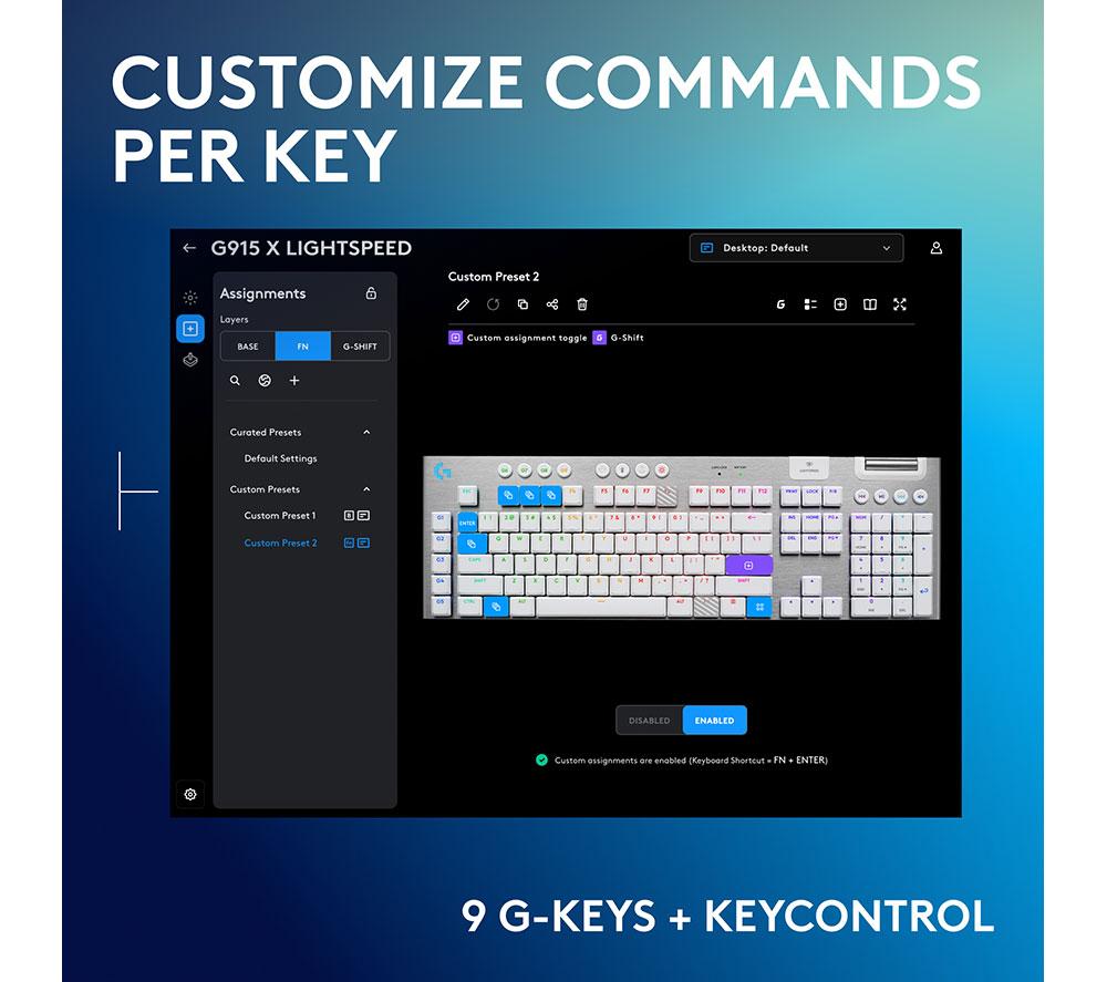 LOGITECH G915 X Lightspeed Wireless Mechanical Gaming Keyboard - Tactile White image number 4 of 10
