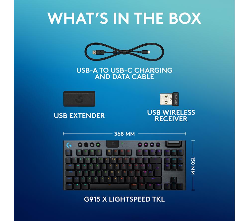 LOGITECH G915 X LIGHTSPEED TKL Wireless Mechanical Gaming Keyboard - Tactile Black image number 9 of 10