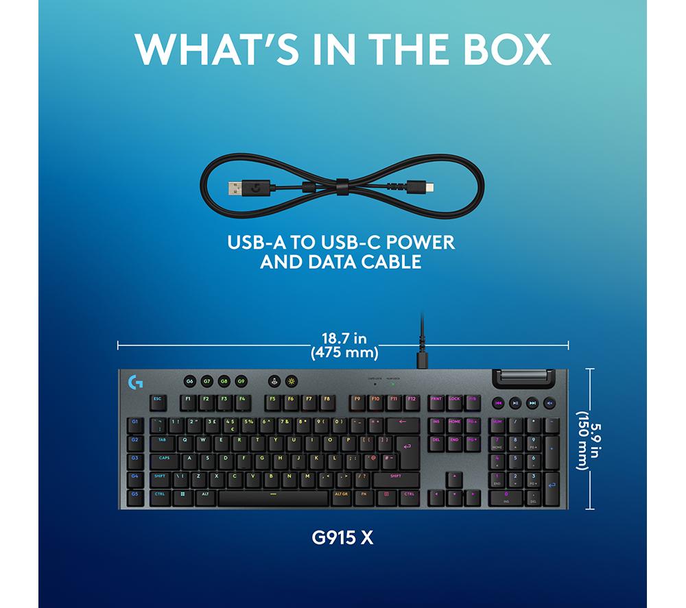 LOGITECH G915 X Mechanical Gaming Keyboard - Tactile Black image number 8 of 8