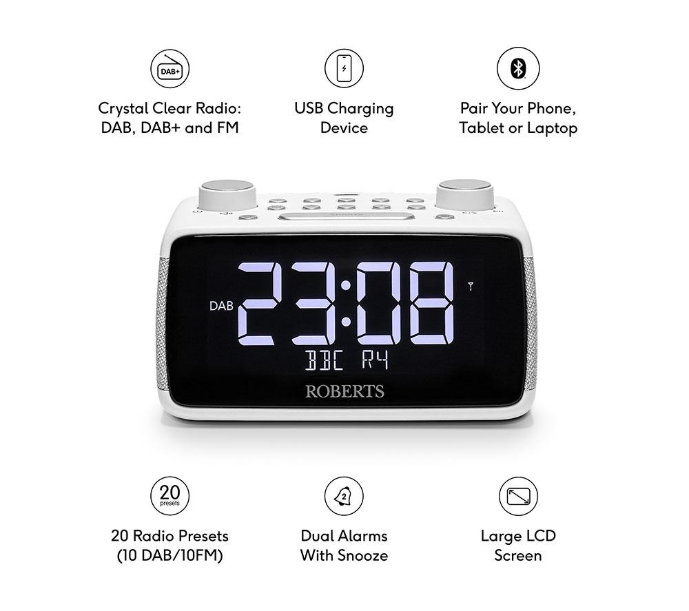 ROBERTS Ortus 4 DAB+/FM Clock Radio - White image number 5 of 6