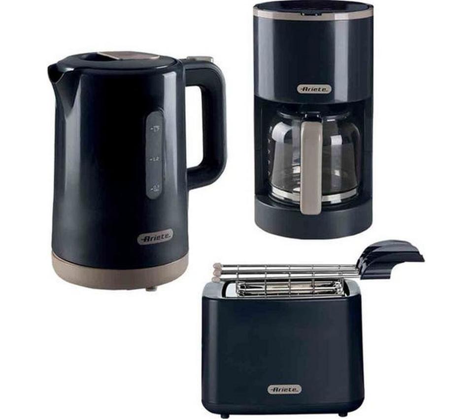 ARIETE Breakfast ARPK46 Jug Kettle, 2-Slice Toaster & Filter Coffee Machine Bundle - Dark Grey