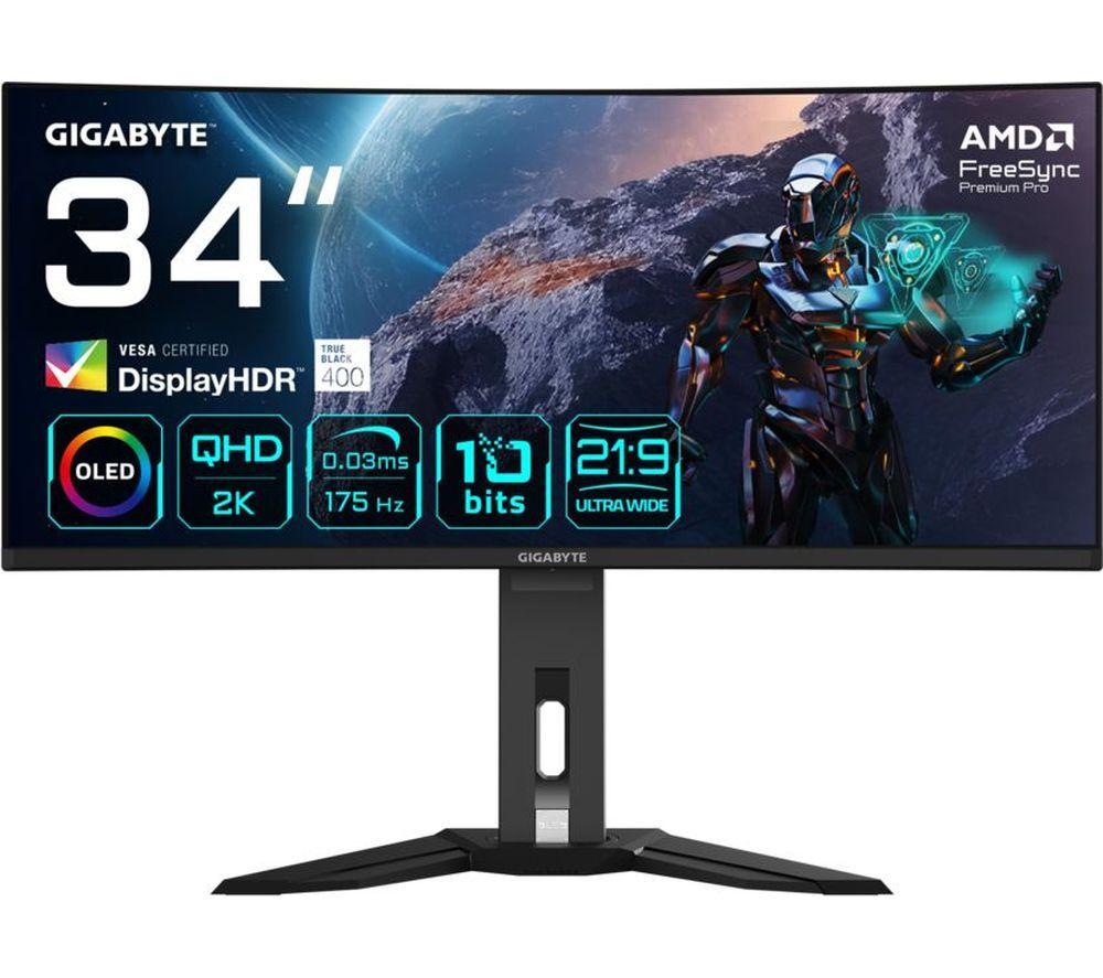 Gigabyte Mo34wqc Wide Quad Hd 34" Curved Oled Gaming Monitor - Black, Black