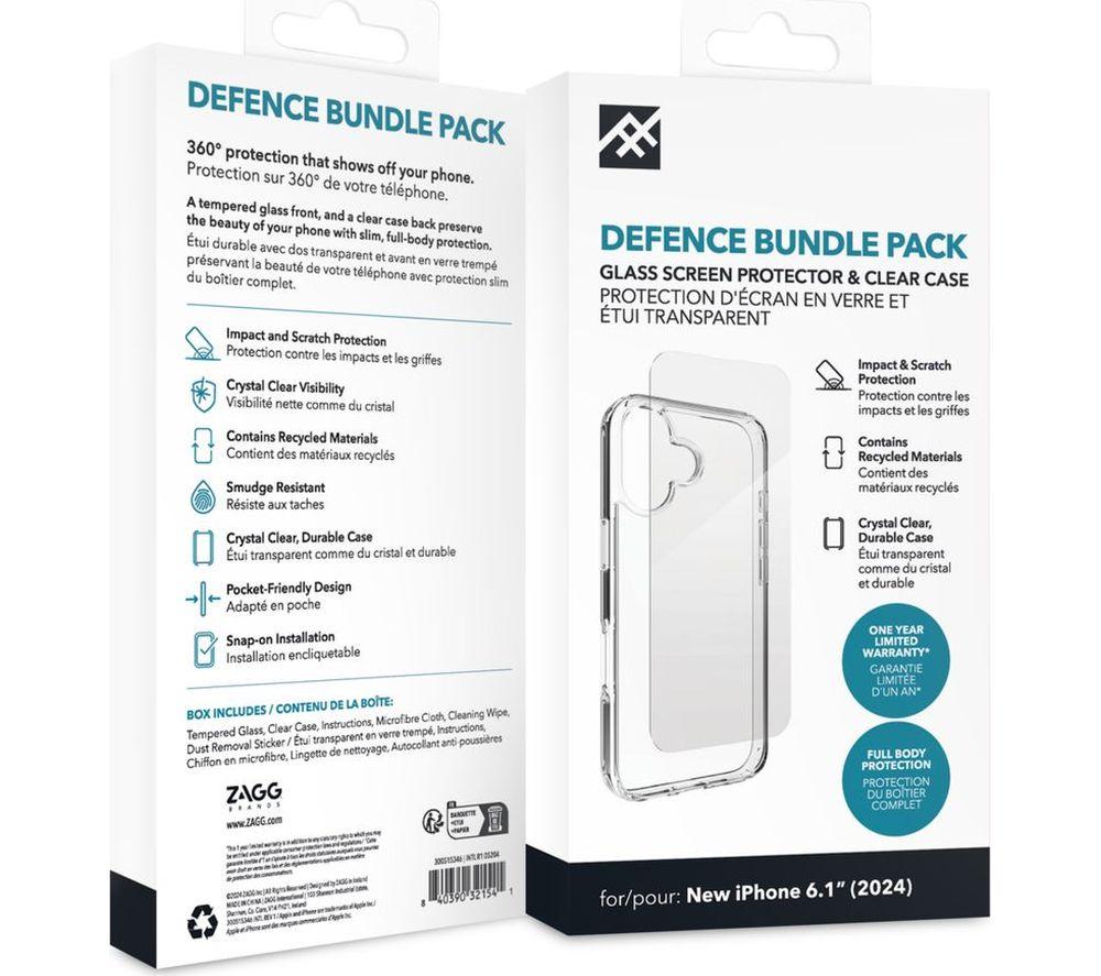 DEFENCE iPhone 16 Case & Screen Protector Bundle - Clear image number 2 of 4