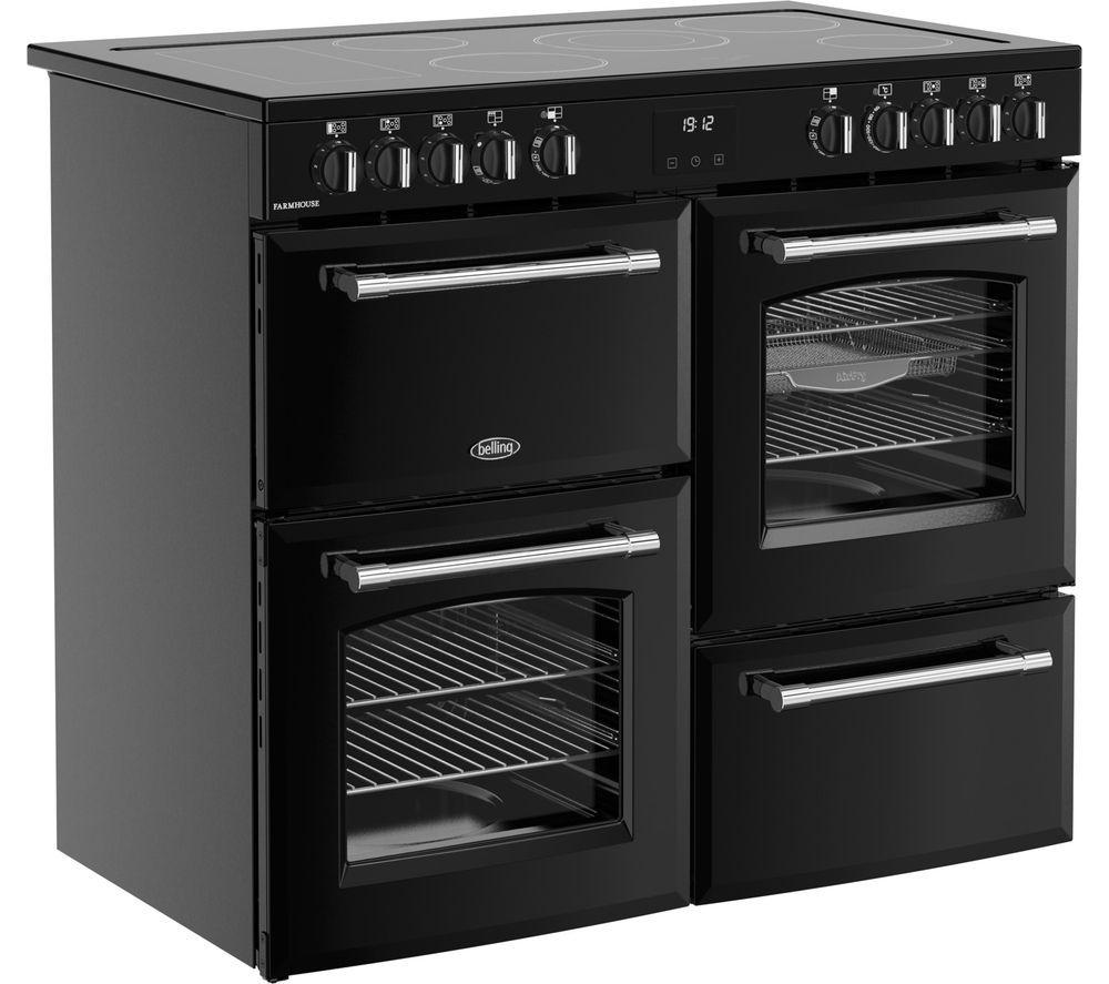 BELLING Farmhouse 100E Electric Ceramic Range Cooker - Black & Chrome image number 2 of 15