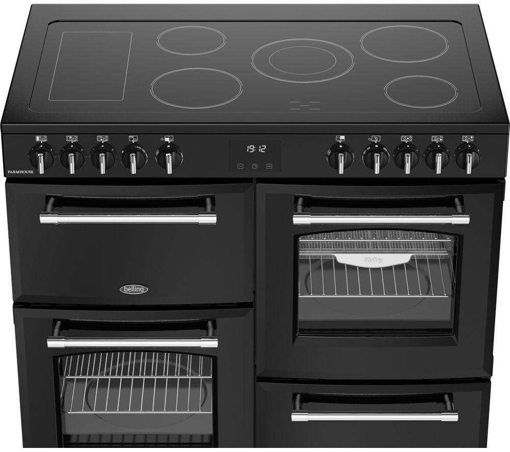 BELLING Farmhouse 100E Electric Ceramic Range Cooker - Black & Chrome image number 3 of 15