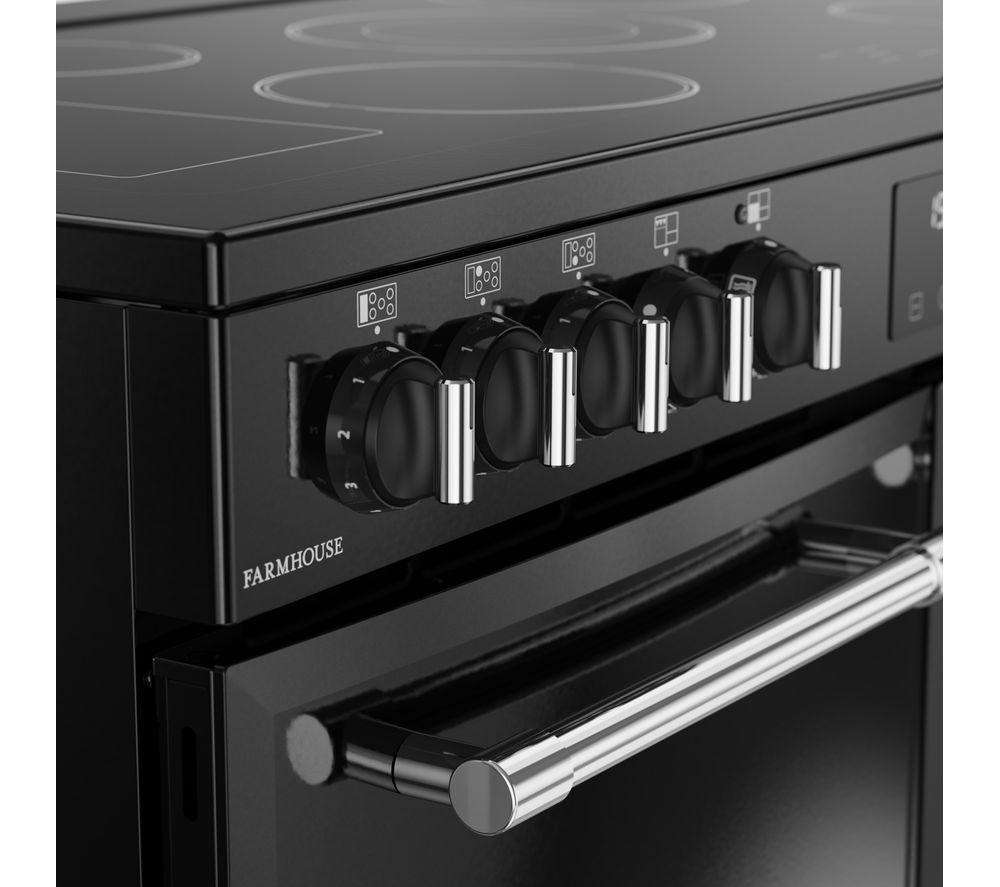 BELLING Farmhouse 100E Electric Ceramic Range Cooker - Black & Chrome image number 5 of 15