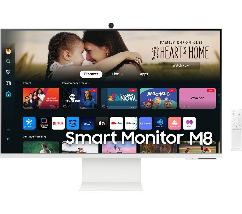 SAMSUNG M8 32" 4K White Smart Monitor with Speakers and Remote - LS32DM801UUXXU