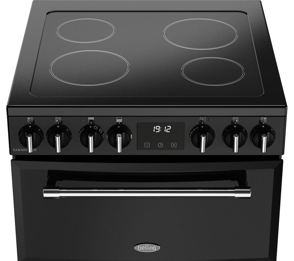 BELLING Farmhouse 60E Electric Ceramic Cooker - Black & Chrome image number 6 of 14