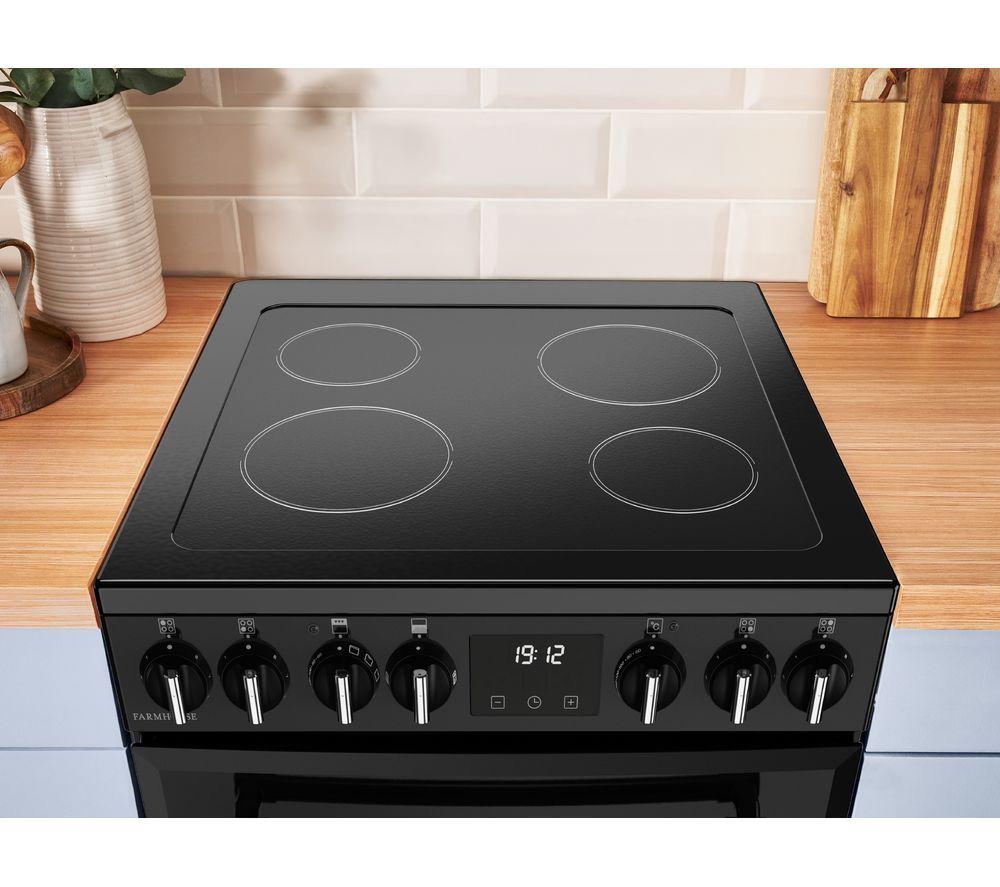 BELLING Farmhouse 60E Electric Ceramic Cooker - Black & Chrome image number 9 of 14