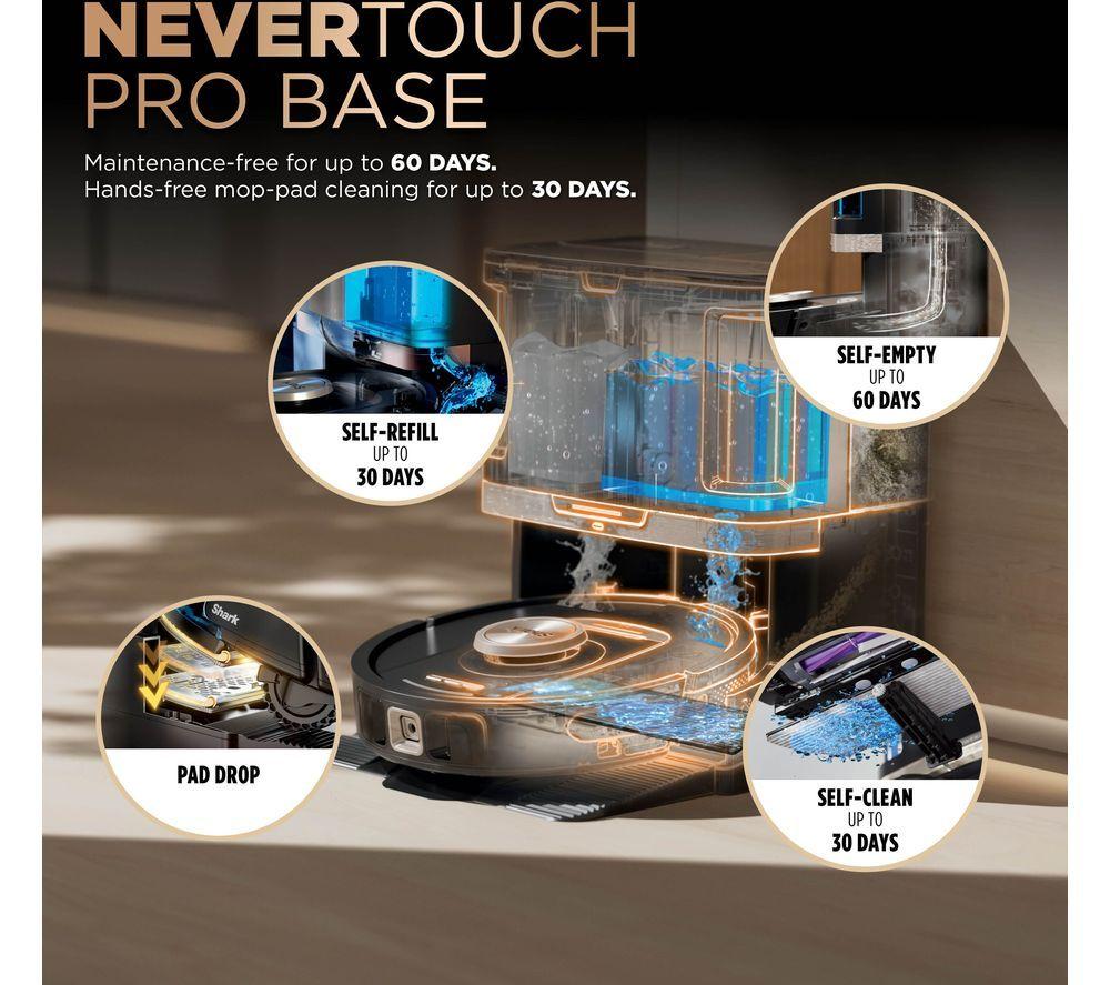 SHARK PowerDetect NeverTouch Pro RV2800ZEUK 2-in-1 Robot Vacuum Cleaner - Black image number 2 of 11