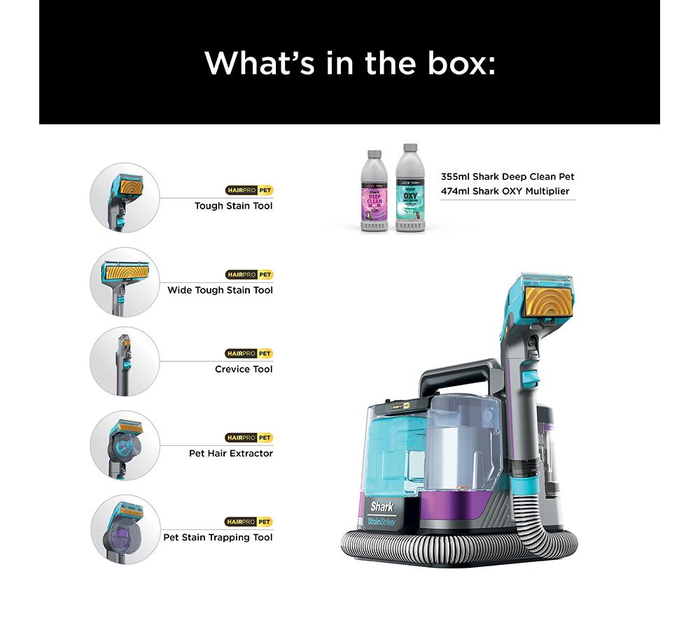 SHARK StainStriker HairPro PX250UKT Pet Carpet Cleaner - Dark Silver & Force Fuscia image number 10 of 10