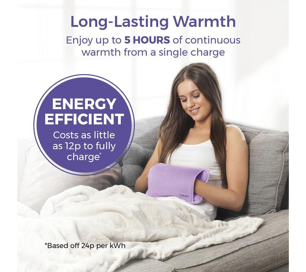 CARMEN Spa Rechargeable Hot Water Bottle - Lilac image number 4 of 5