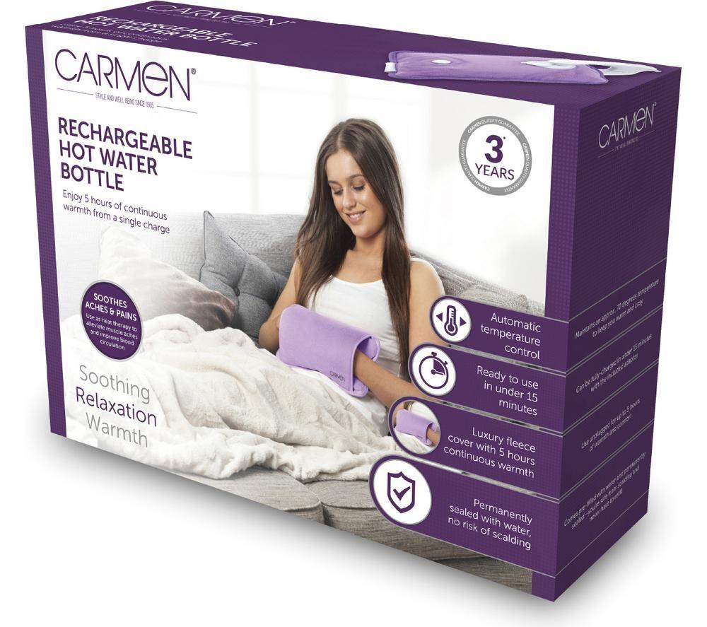CARMEN Spa Rechargeable Hot Water Bottle - Lilac image number 5 of 5