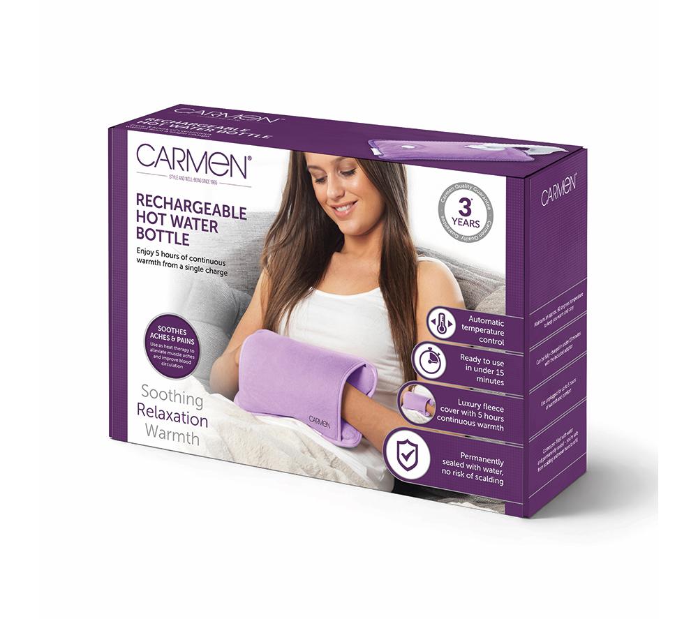 CARMEN Spa Rechargeable Hot Water Bottle - Lilac image number 8 of 8