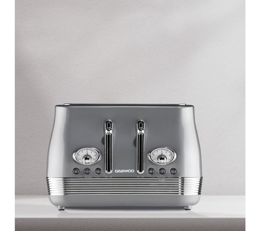DAEWOO Denver SDA2748GE 4-Slice Toaster - Smoked Grey image number 3 of 4