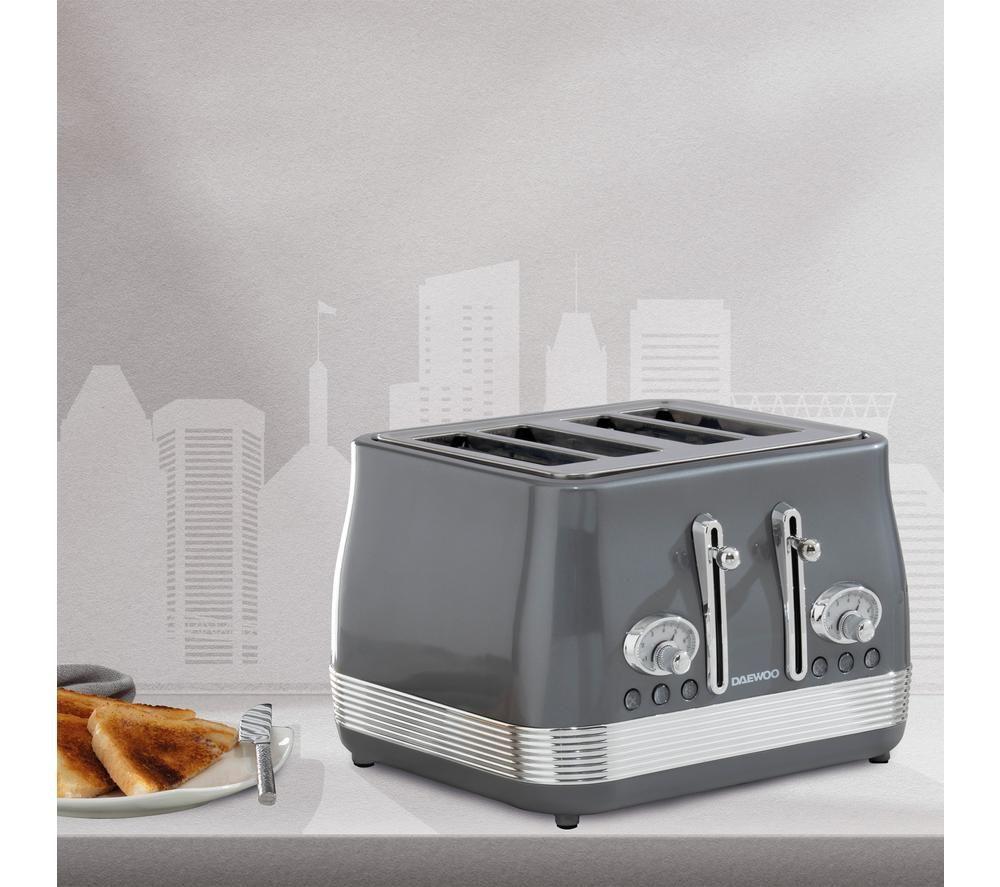 DAEWOO Denver SDA2748GE 4-Slice Toaster - Smoked Grey image number 4 of 4