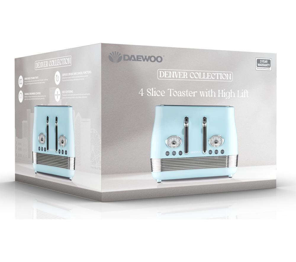 DAEWOO Denver SDA2750GE 4-Slice Toaster - Blue image number 5 of 5